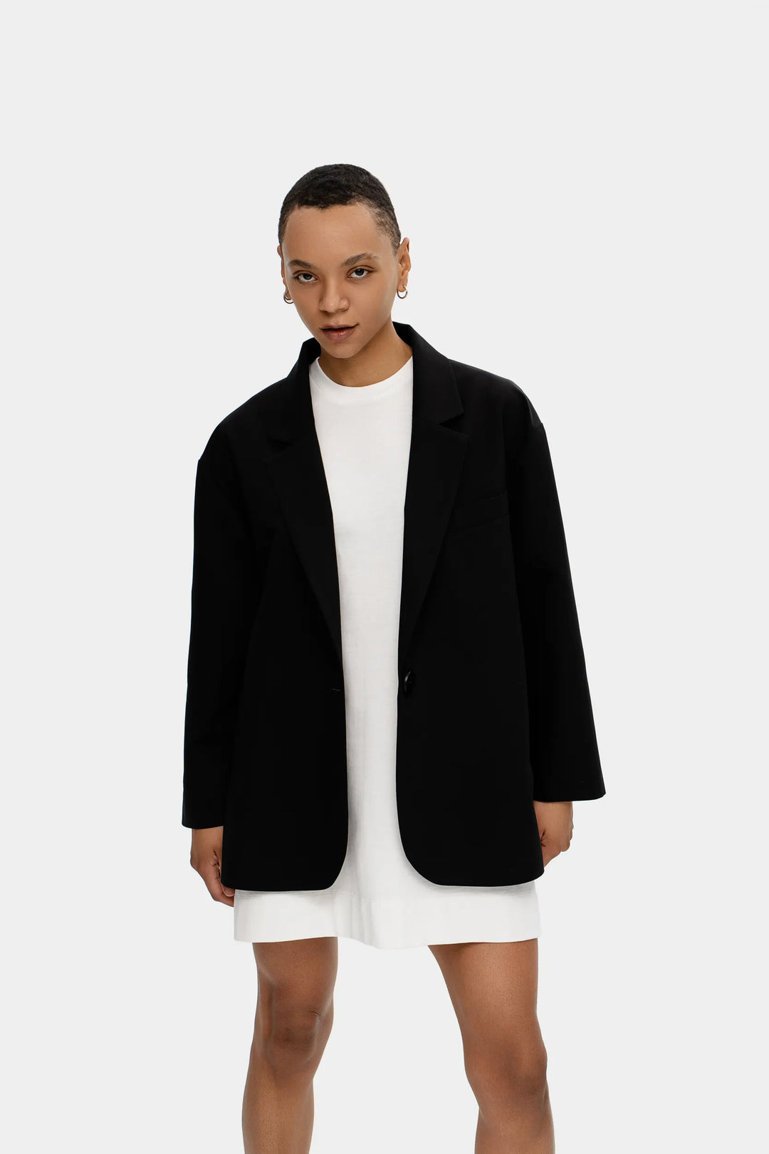 Oversized Minimal T-Shirt Dress — Snow Quiet