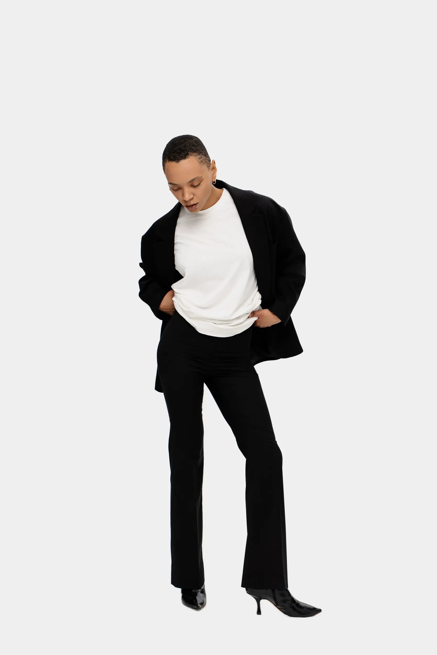 Sculpted Silhouette Trousers — Midnight Black