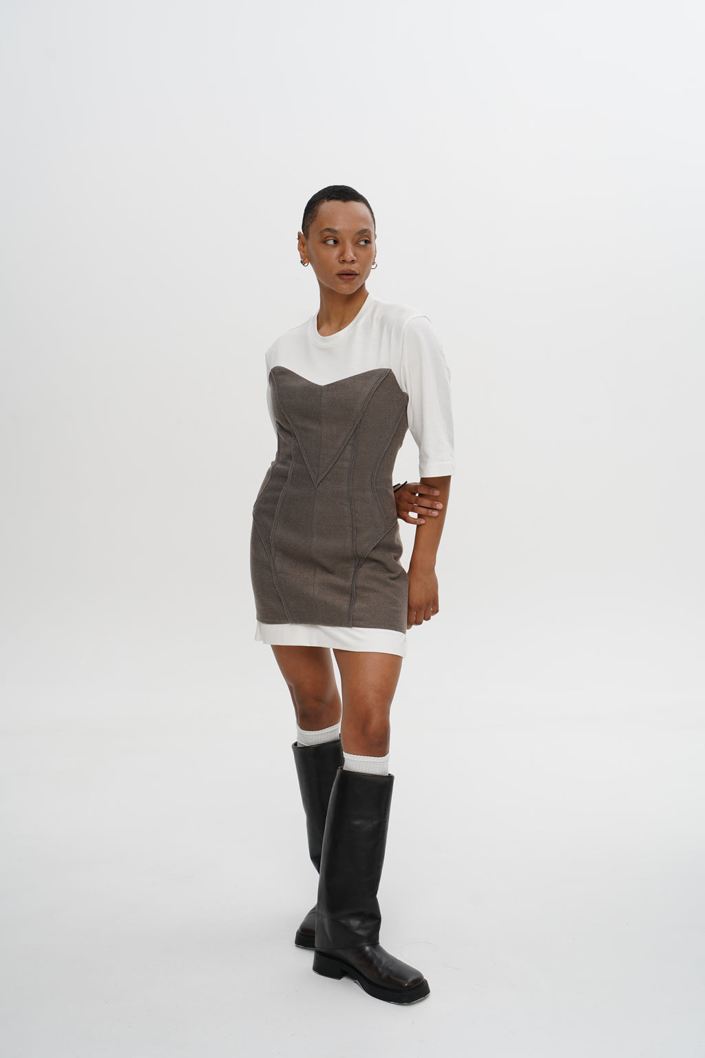 Lace-Back Corset Dress — Coffee Dust