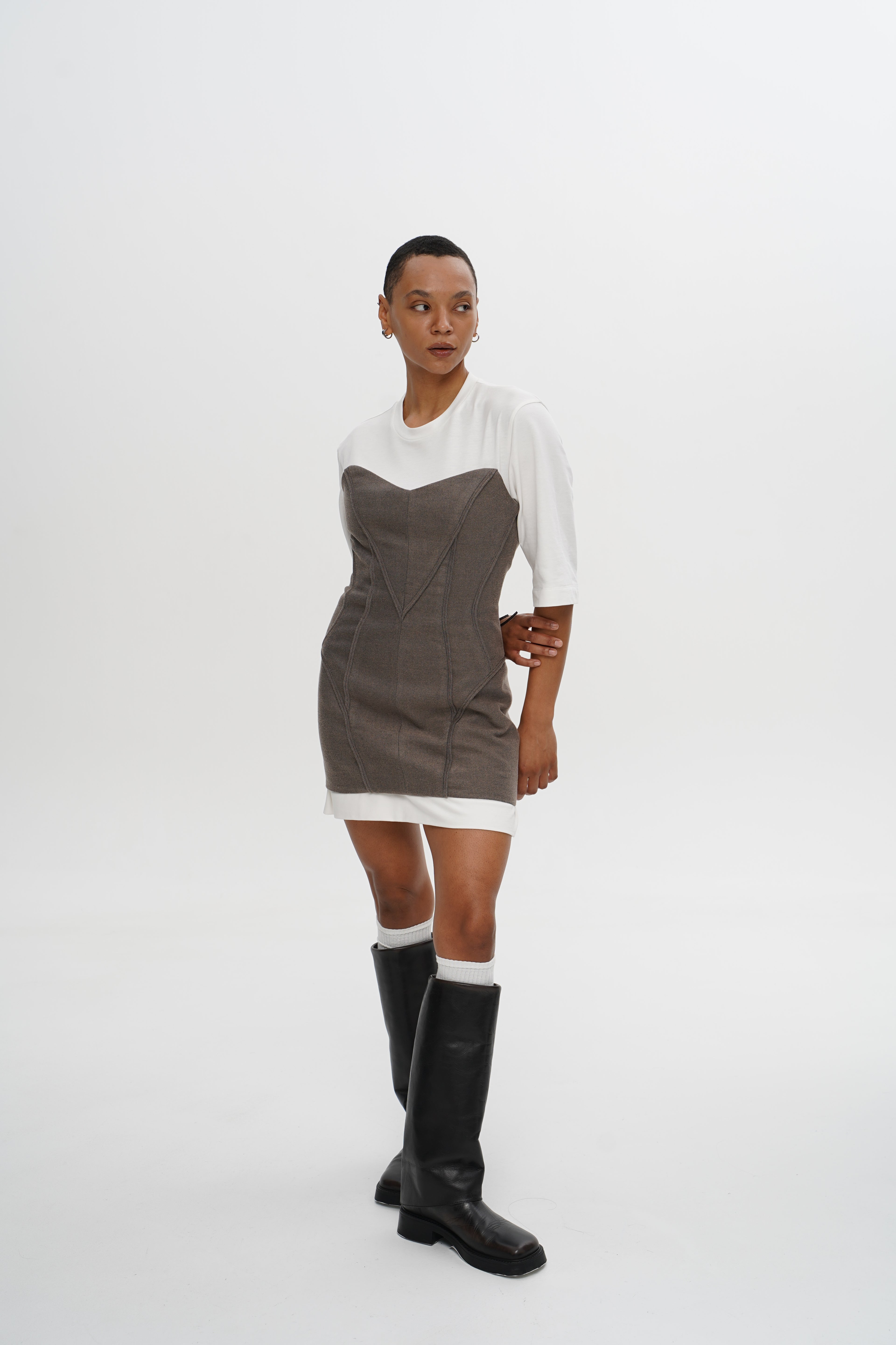 Lace-Back Corset Dress — Coffee Dust