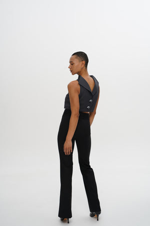 Tailored Flared Trousers — Midnight Black