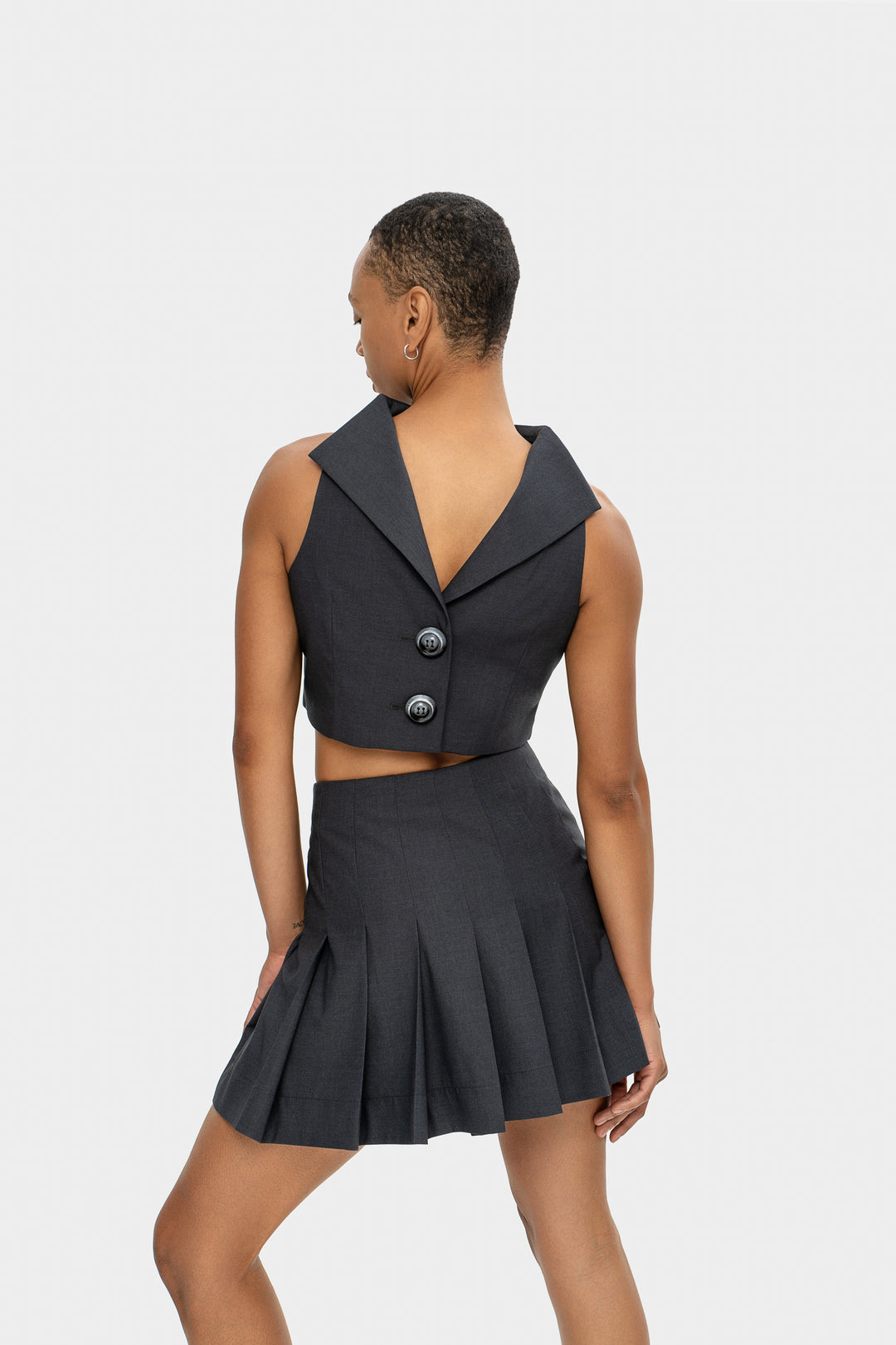 Pleated Mini Skirt with Sculpted Lines — Urban Fog