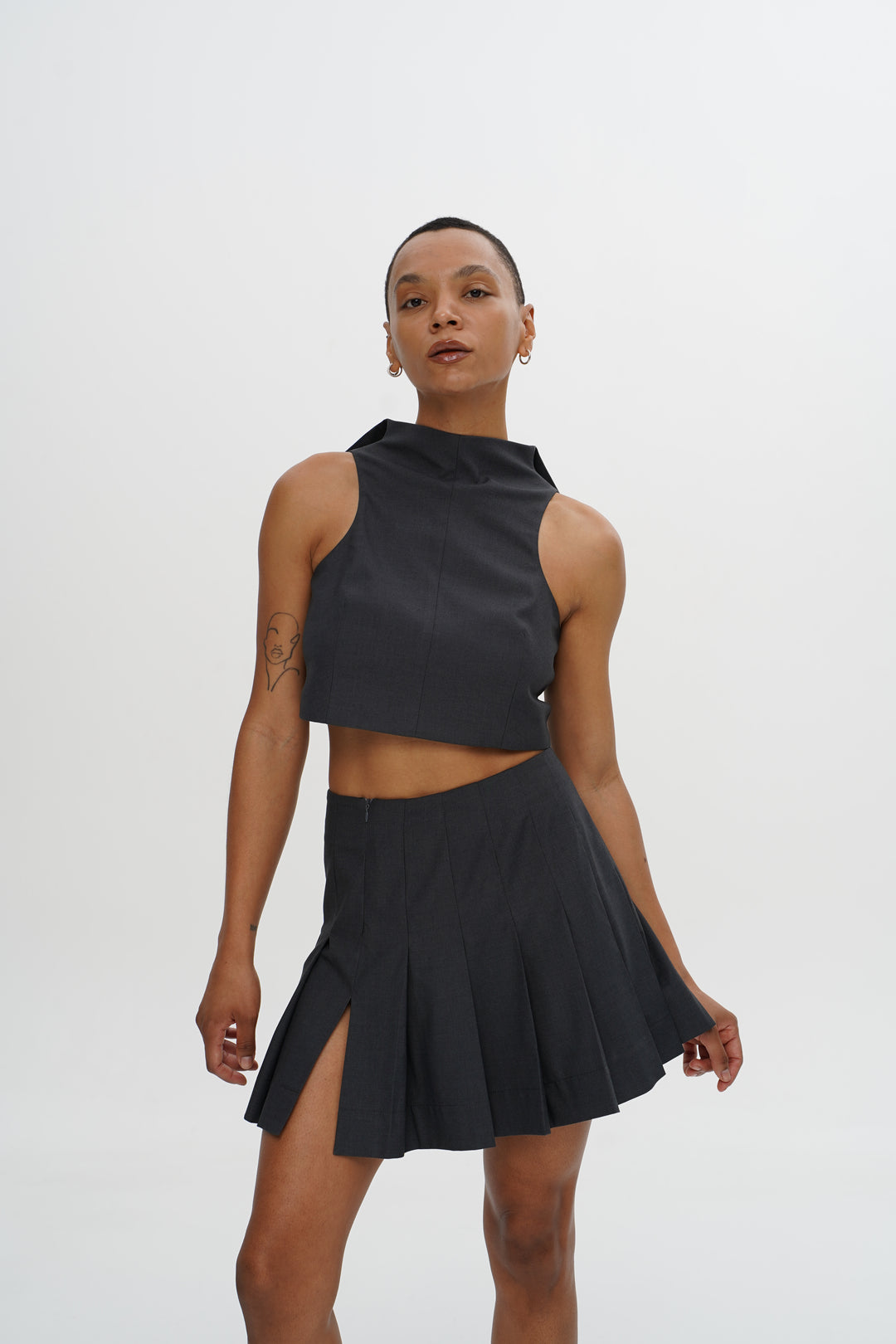 Pleated Mini Skirt with Sculpted Lines — Urban Fog