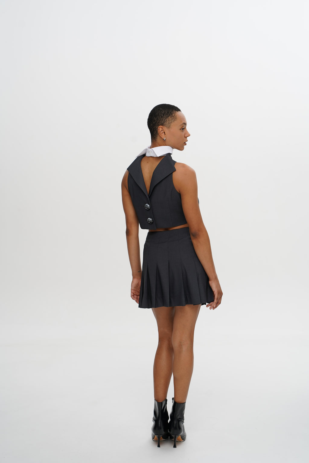 Bold-Cut Pleated Skirt — Urban Fog