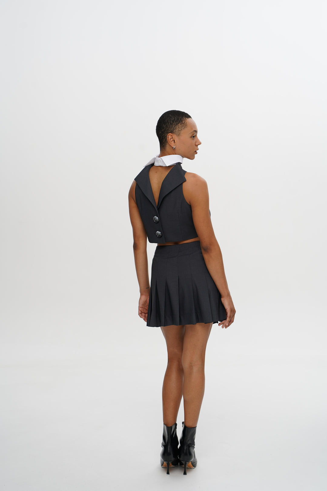 Pleated Mini Skirt with Sculpted Lines — Urban Fog