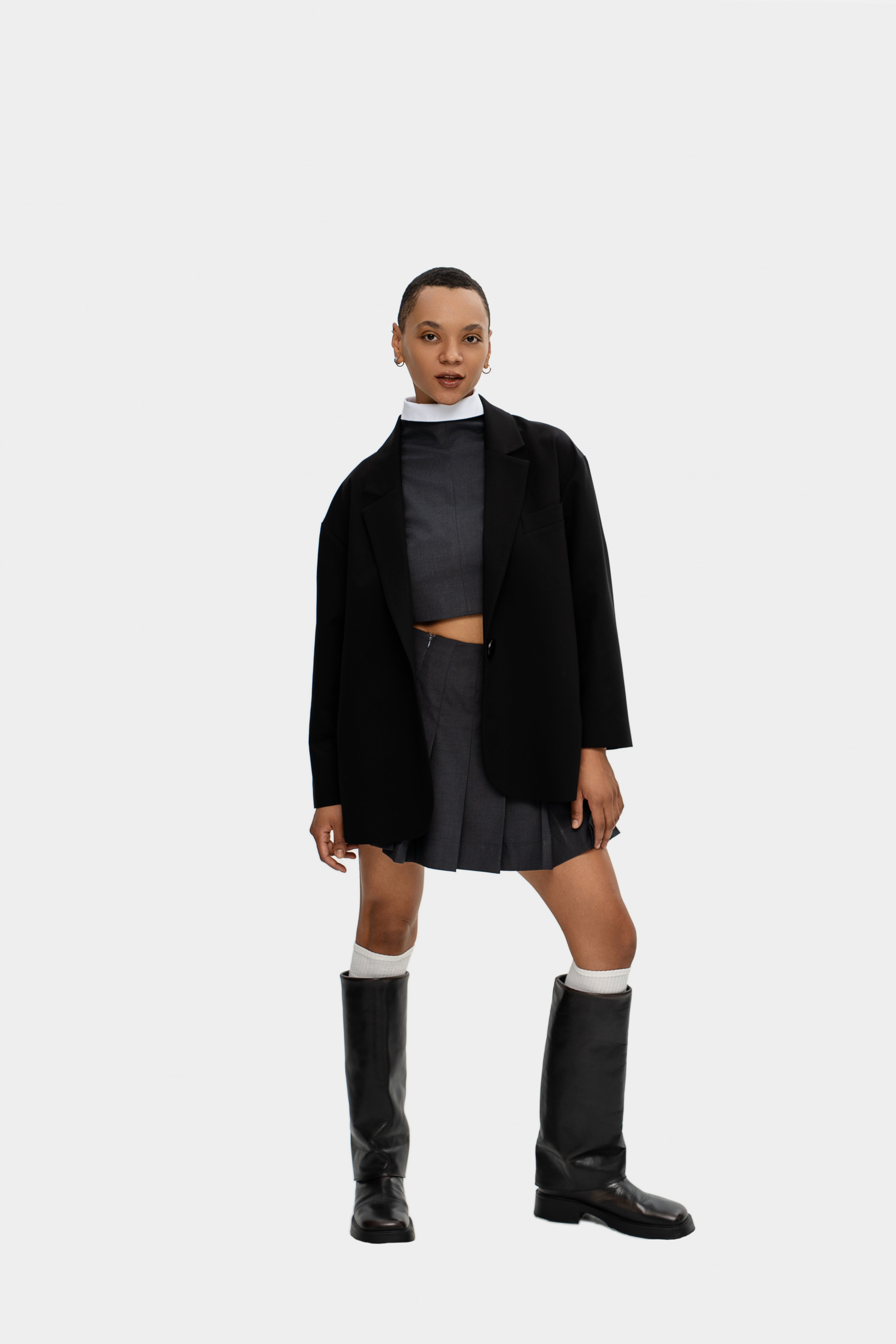 Bold-Cut Pleated Skirt — Urban Fog