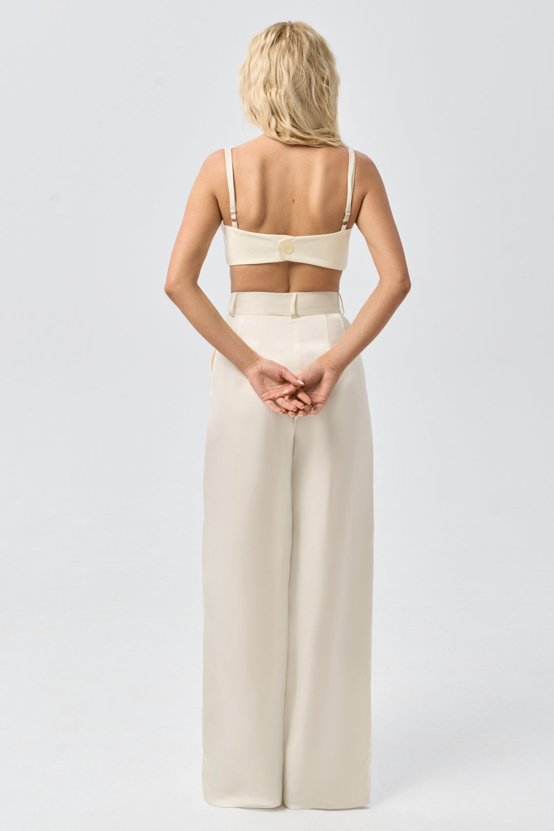 Wide leg tailored trousers — ivory veil