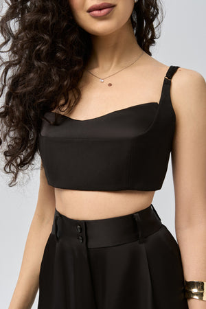 Structured Strap Top — Midnight Black