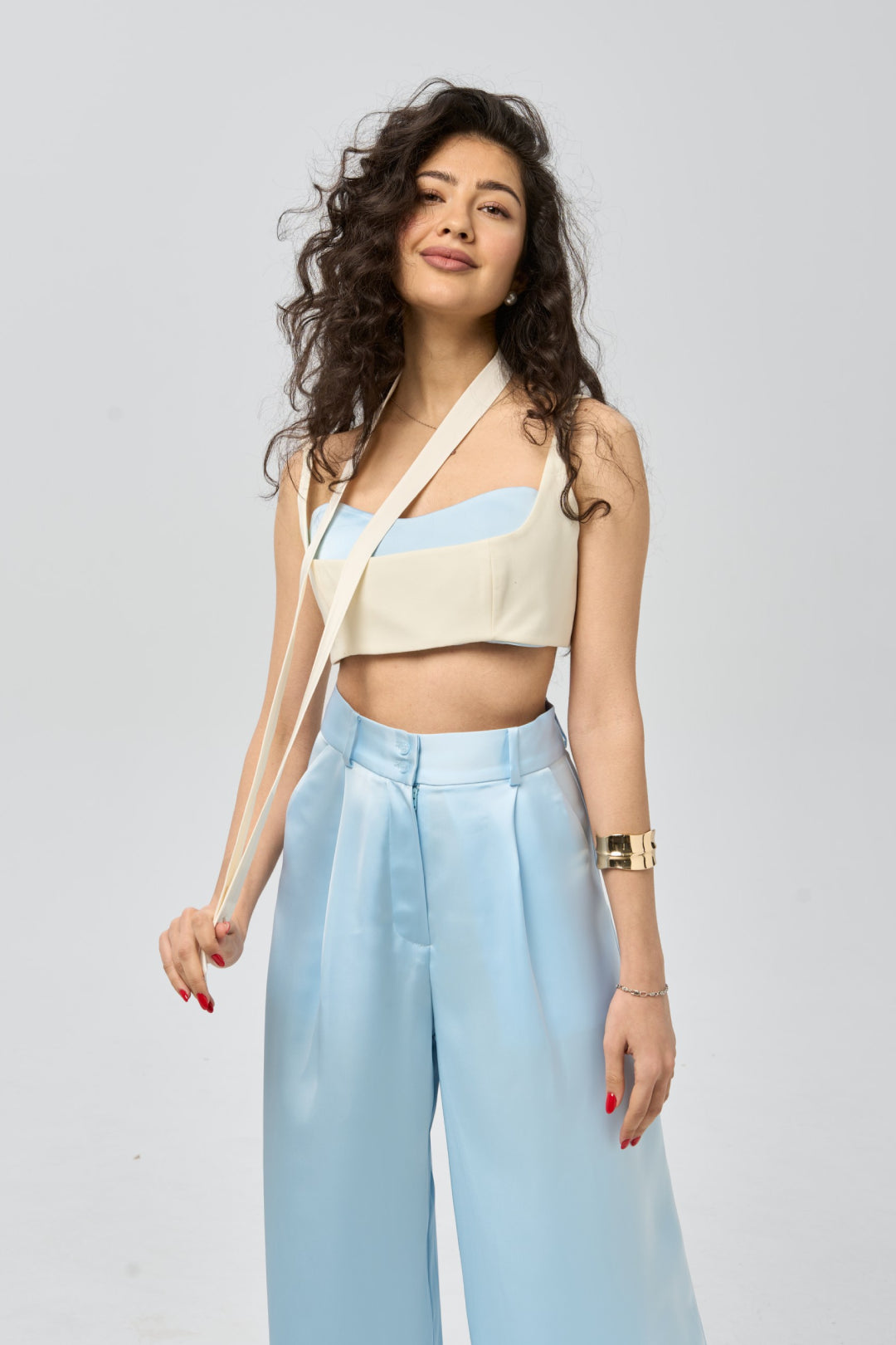 Statement Tie Scarf — Ivory Veil