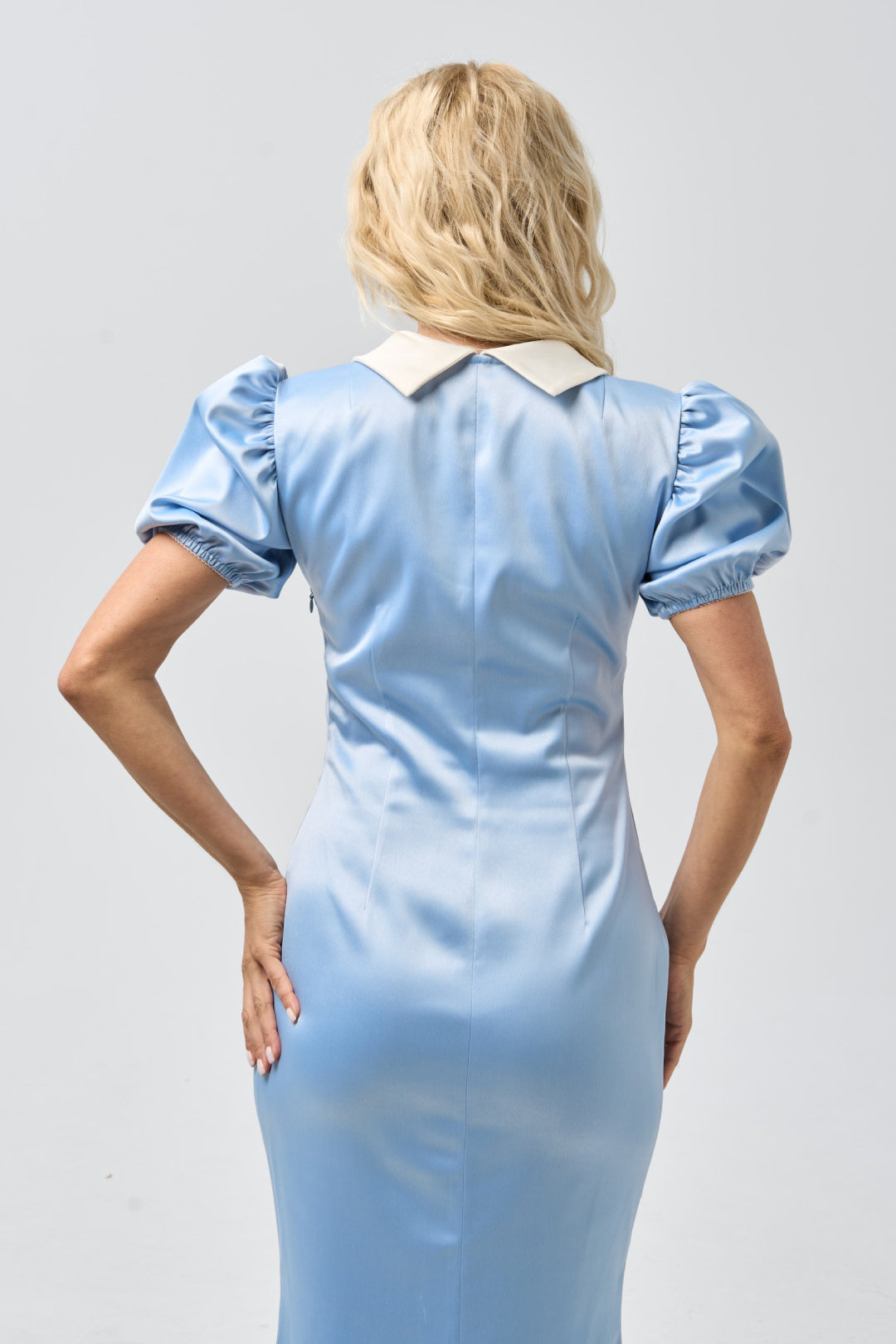 Dress with Detachable Peplum — Pale Sky