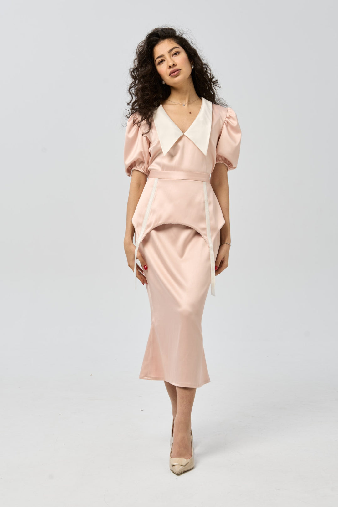 Dress with Detachable Peplum — Faded Blush