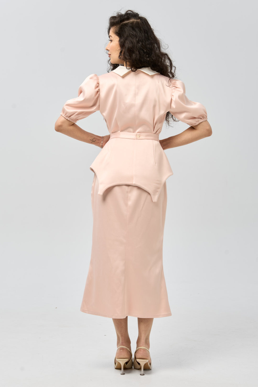Dress with Detachable Peplum — Faded Blush