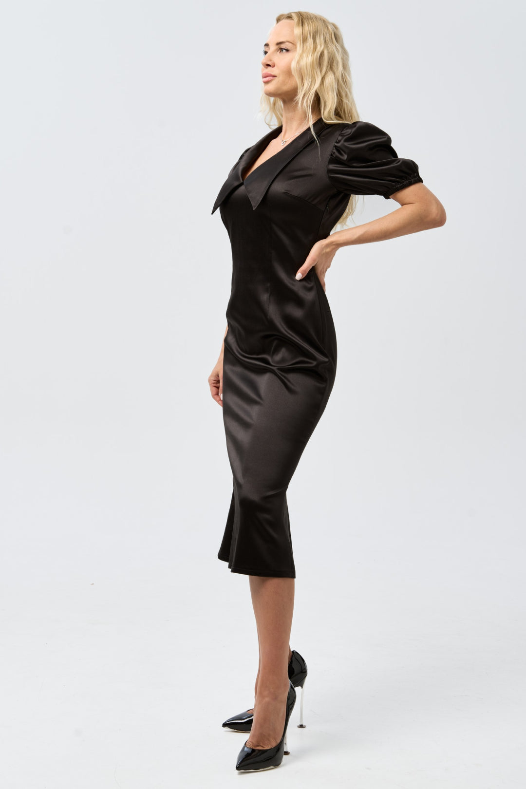 Dress with Detachable Peplum — Midnight Black