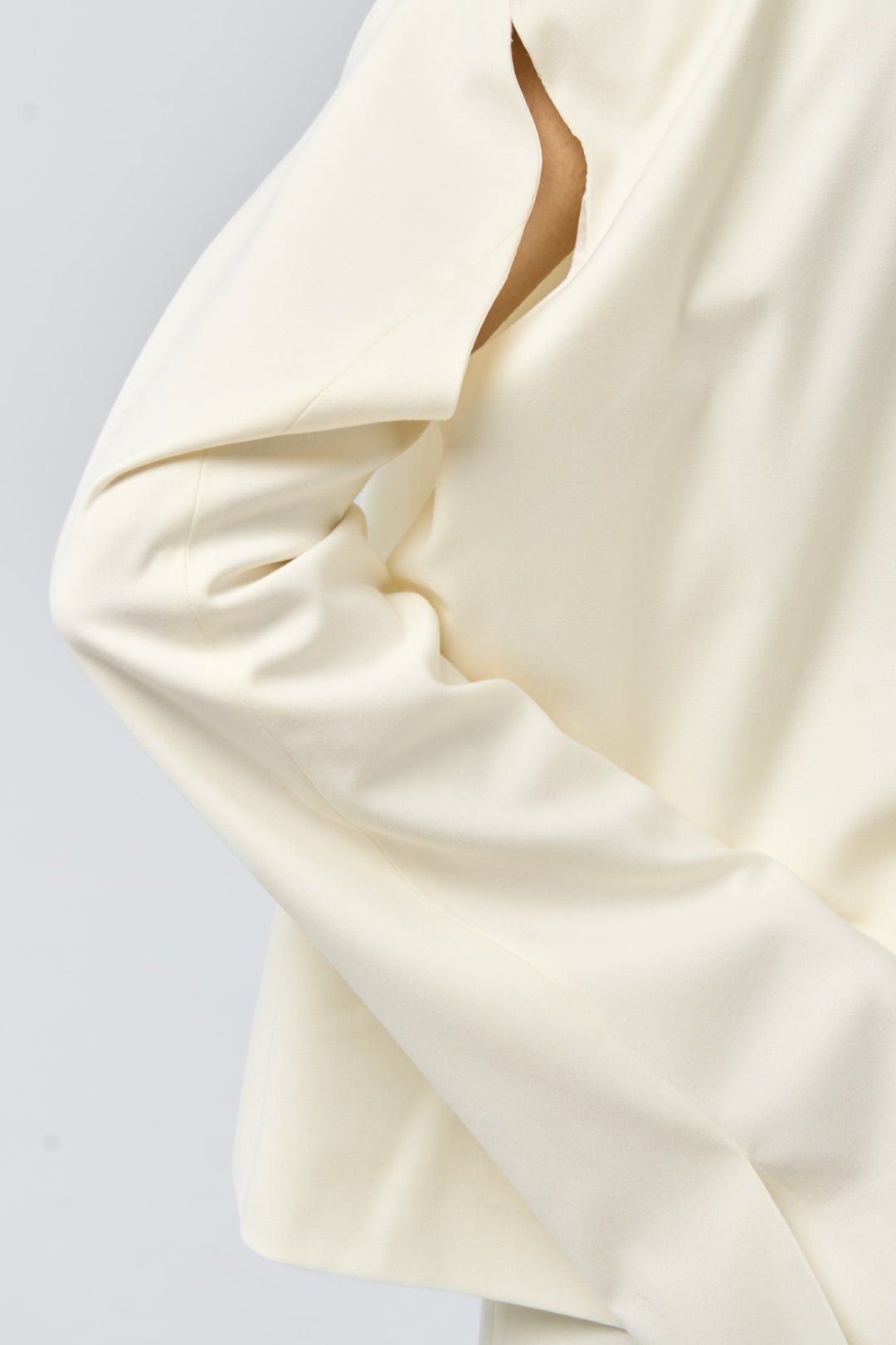 Cropped Blazer with Shoulder Cut-Out — Ivory Veil