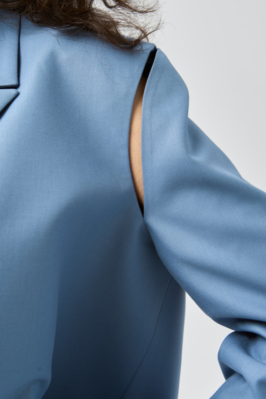 Cropped Blazer with Shoulder Cut-Out — Atlantic Blue