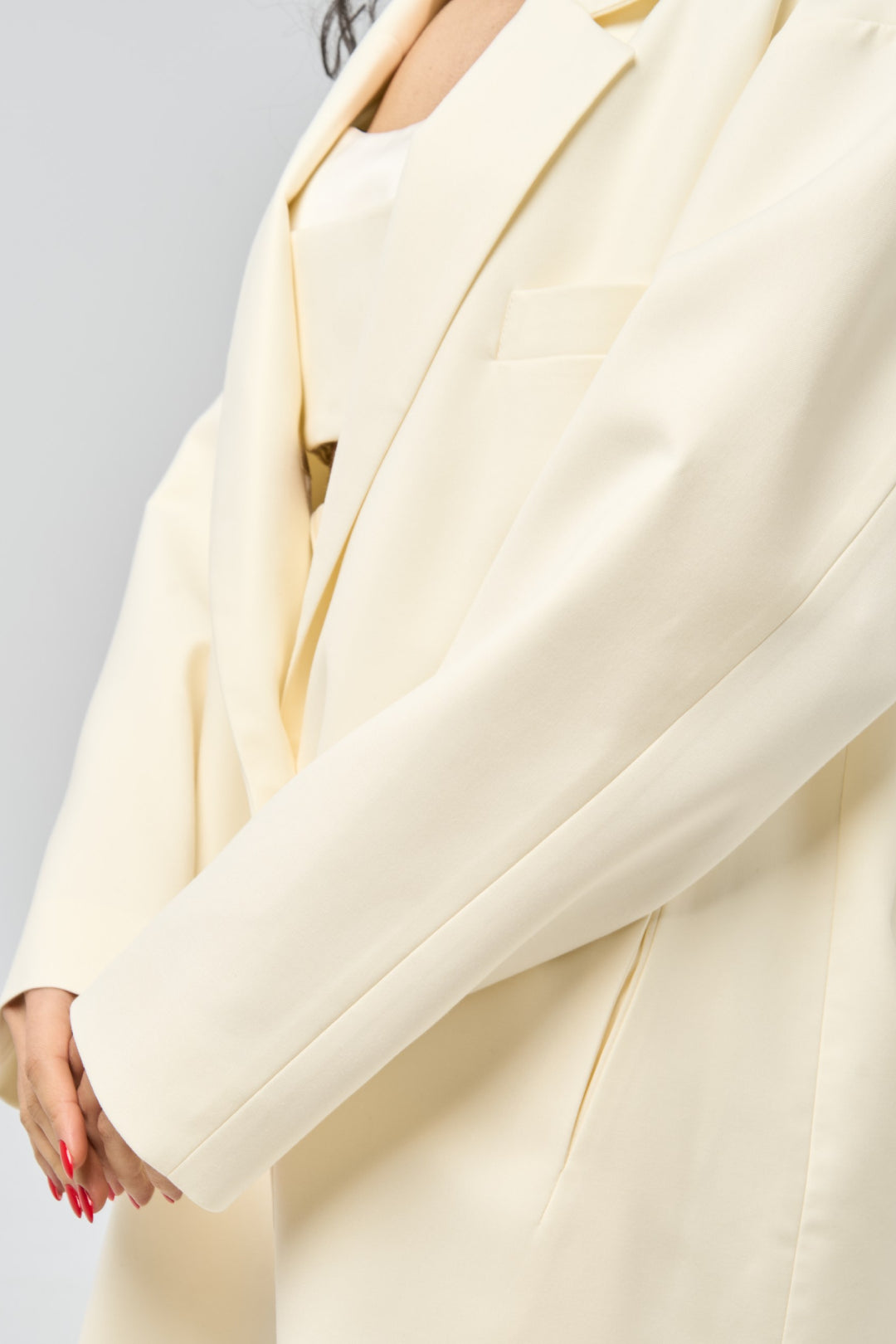 Oversized Blazer with Angled Pocket — Ivory Veil