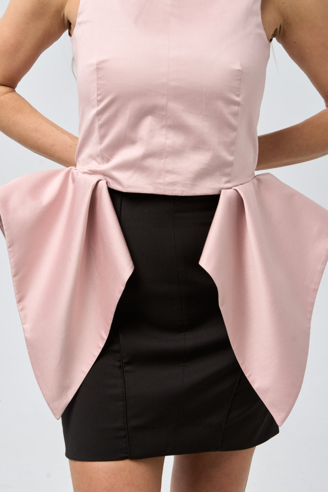 Structured Vest with Sculptural Detail — Faded Blush