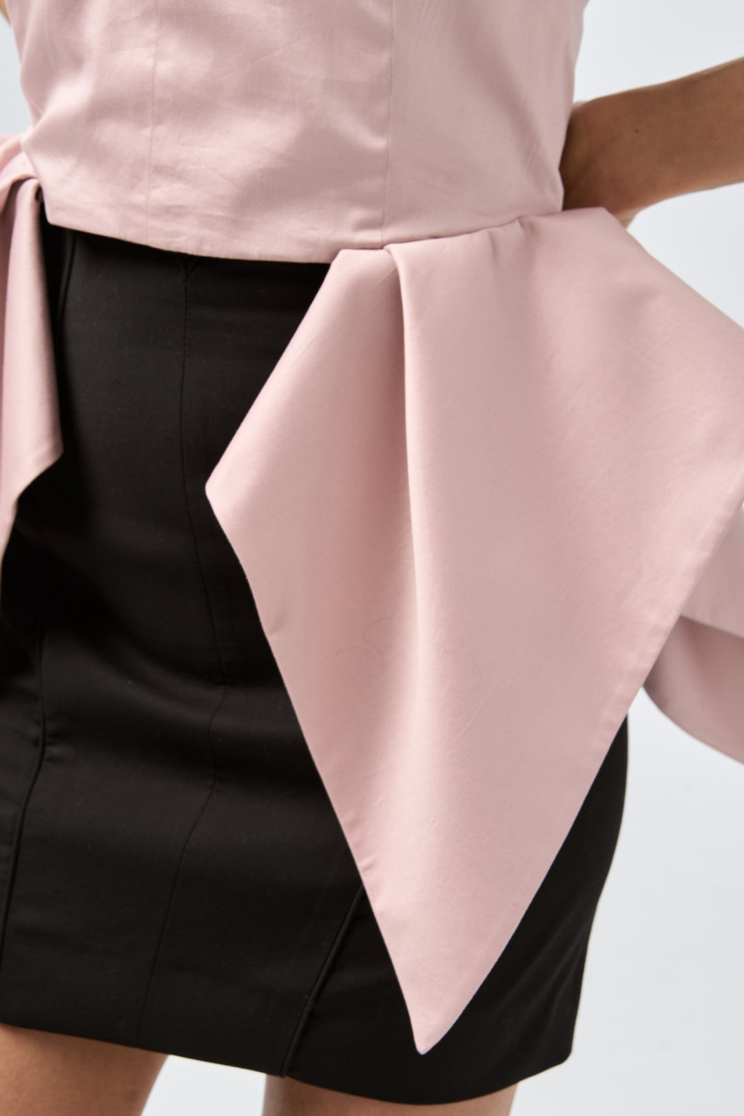Structured Vest with Sculptural Detail — Faded Blush