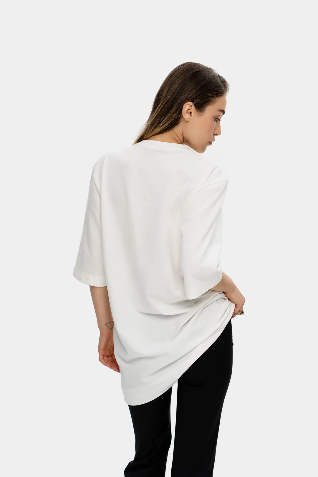 Oversized Minimal T-Shirt Dress — Snow Quiet