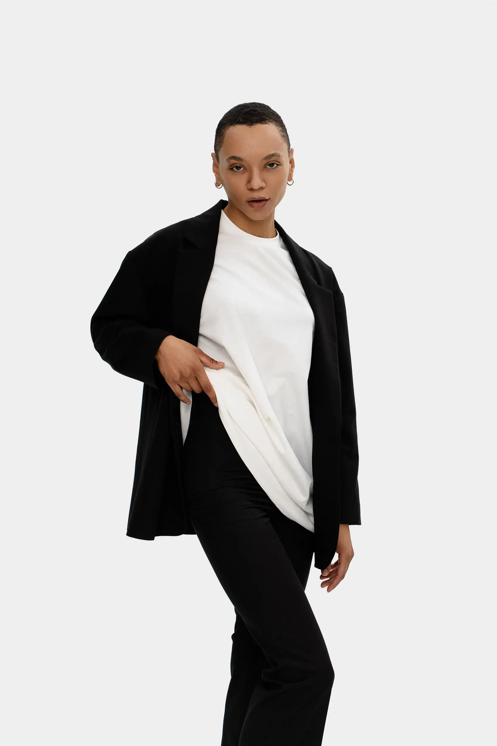 Sculpted Silhouette Trousers — Midnight Black