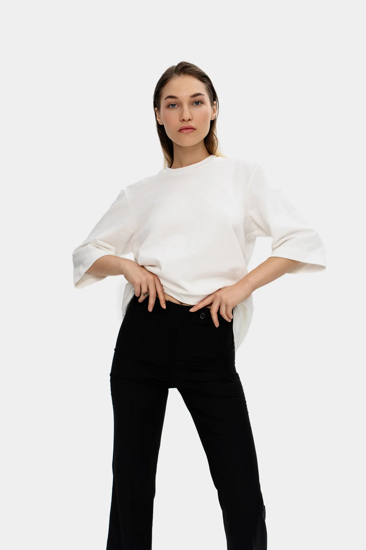 Tailored flared trousers — midnight black